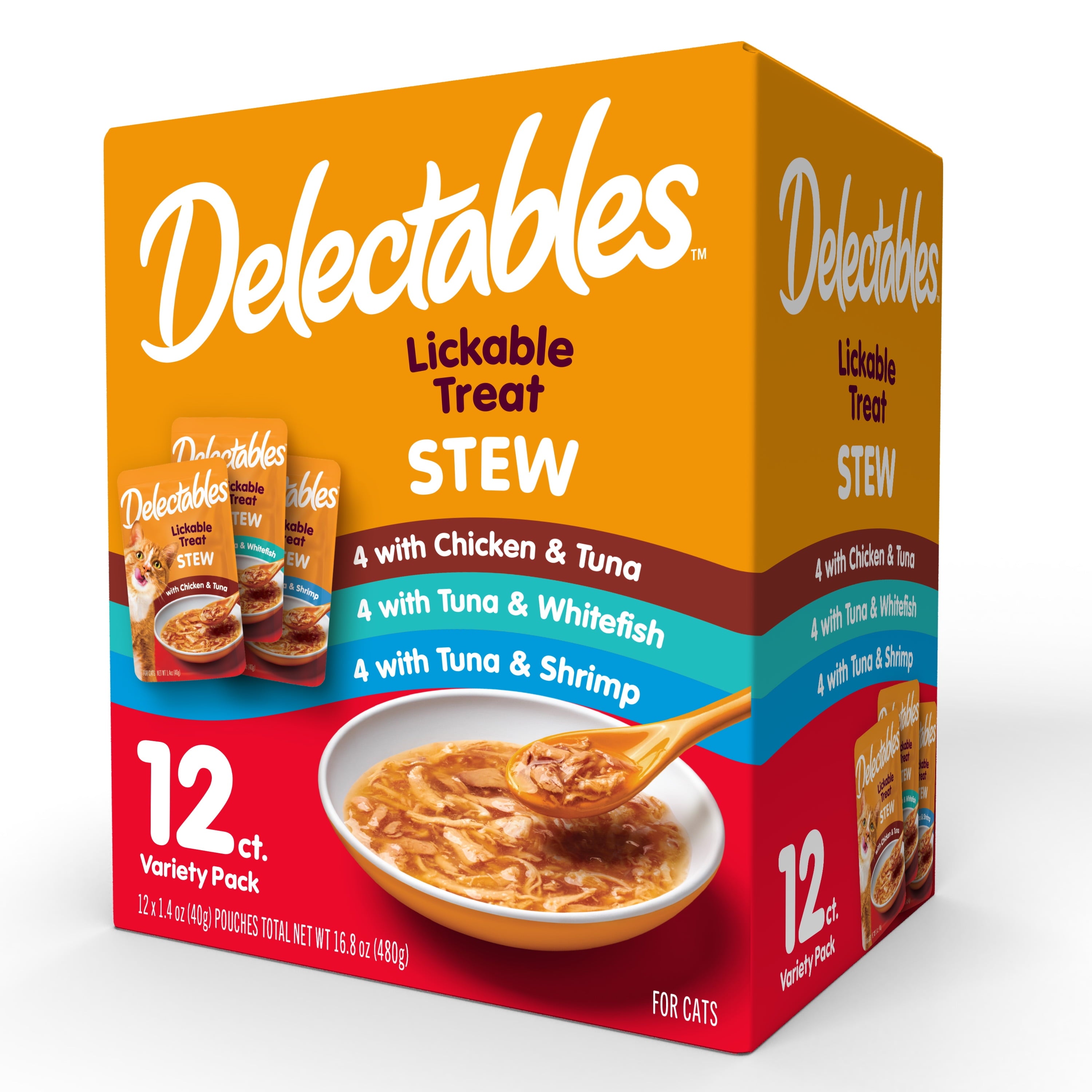 Lickable Cat Treats Stew Variety Pack, 12 Count (16.8 Oz.)