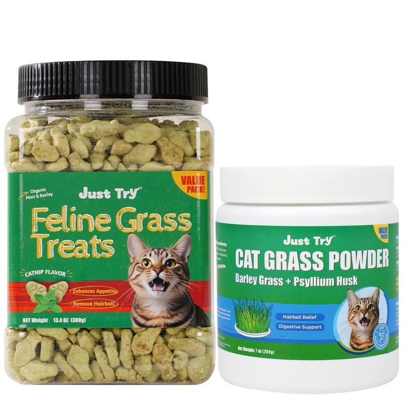 【Live Deal 】JUST TRY Cat Grass Treats and Hairball Solutions - Simply_Atlas