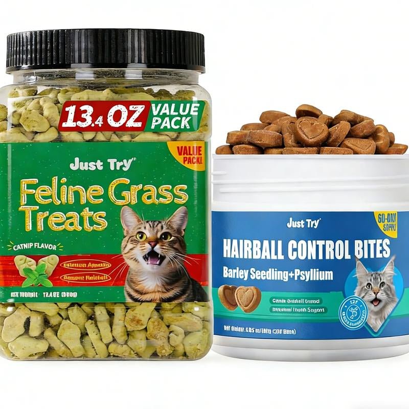 【Live Deal 】JUST TRY Cat Grass Treats and Hairball Solutions - Simply_Atlas