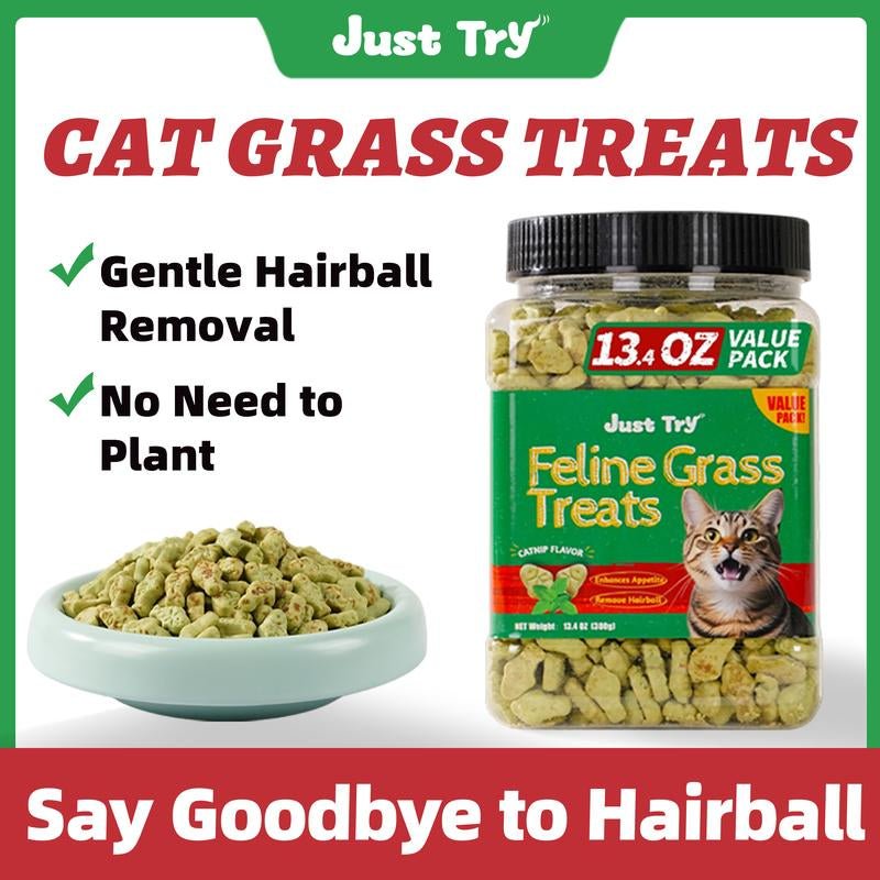 【Live Deal 】JUST TRY Cat Grass Treats and Hairball Solutions - Simply_Atlas