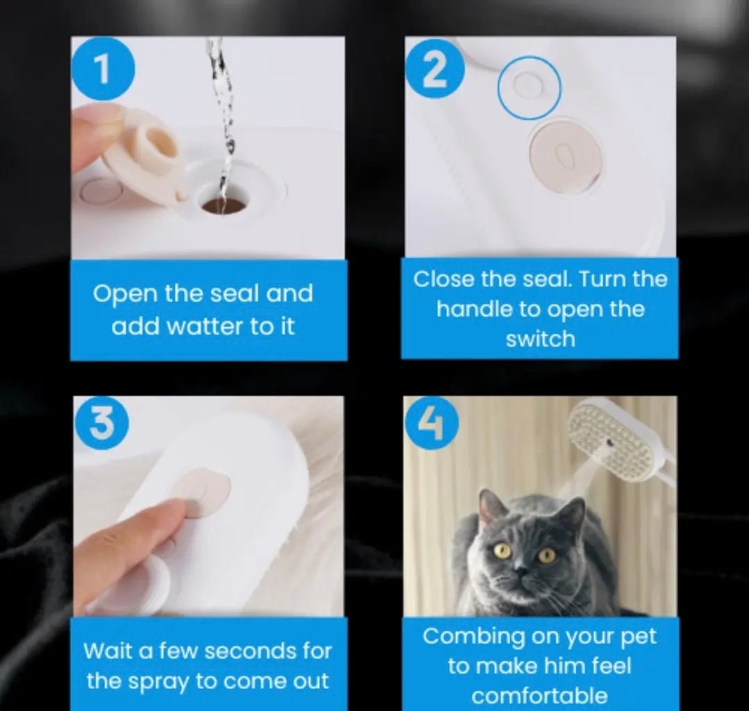 Rechargeable Hair Spray essential oil Steam Brush for Cat, Dog - Simply_Atlas